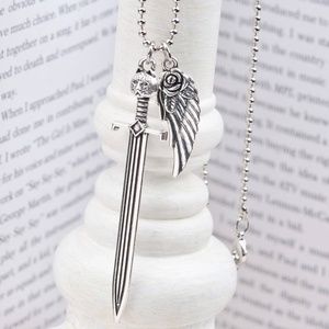 Antique Silver Cat Sword Necklace